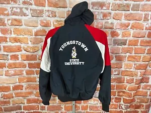 vintage 90s YSU Penguins hooded pullover light jacket - sz L - Youngstown State - Picture 1 of 8
