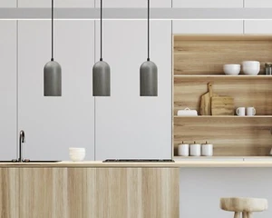 3 luces colgantes isla de cocina iluminación hormigón cemento cúpula arenisca negra - Imagen 1 de 11