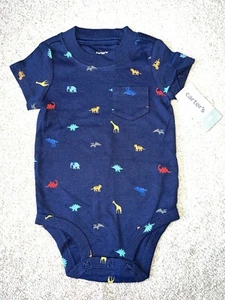 One Piece - Carter's - Dark Blue - Animals - Pocket - Short Sleeve - 6M NWT - Picture 1 of 5