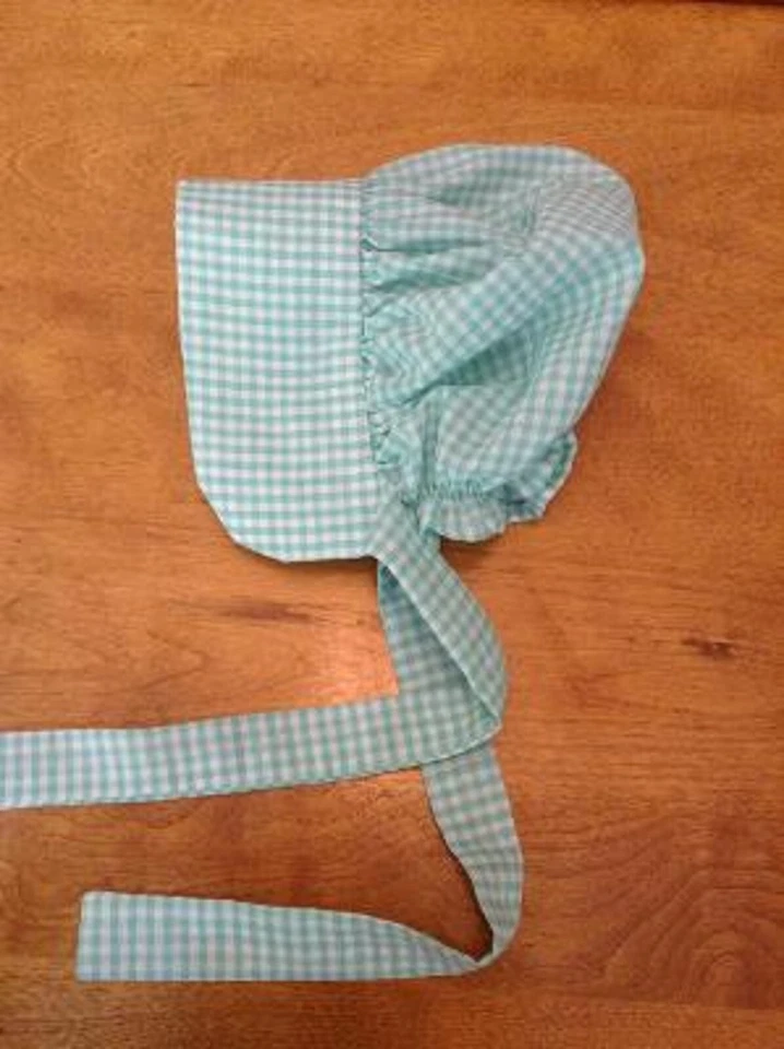 Bebé Niña Talla 3/6 Mths Poli-Algodón Gingham Pioneer Sunbonnet Disfraz Accesorio Foto 1 de 1