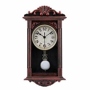 Pendulum Wall Clock Retro Quartz Decorative Battery Operated Wall Clock for L...