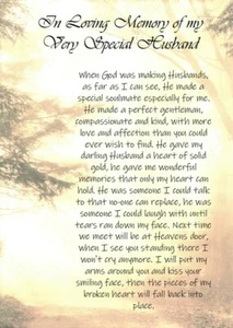 In Loving Memory Of My Husband Card Sentimental Sympathy Condolence Bereavement - Picture 1 of 2
