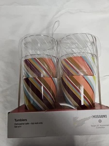 Missoni Target 2011 20th Anniversary Set of 4 Cups Embossed Highball Tumbler - Picture 1 of 13