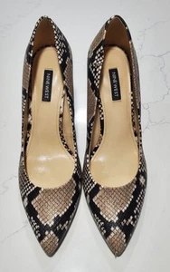 NINE WEST Women's High Heels 9.5 Faux Snake Skin 3.9" Heel Point Toe - Picture 1 of 7
