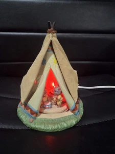 Enesco Friends Of The Feather American Indian Teepee Night Light W Rain Cover - Picture 1 of 8