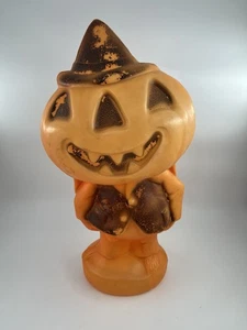 Vintage Halloween Blow Mold 14" Pumpkin, Jack-O-Lantern, Gregg Products. No Plug - Picture 1 of 10