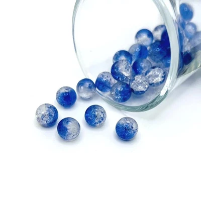 Синие и прозрачные стеклянные бусины с трещинами 8 мм - продавец из США - Изображение 1 из 3