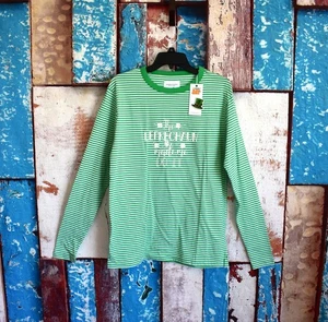 Unisex Denim & Flower Leprechaun St Patrick's Day Shirt Long Sleeve LARGE Green - Picture 1 of 10