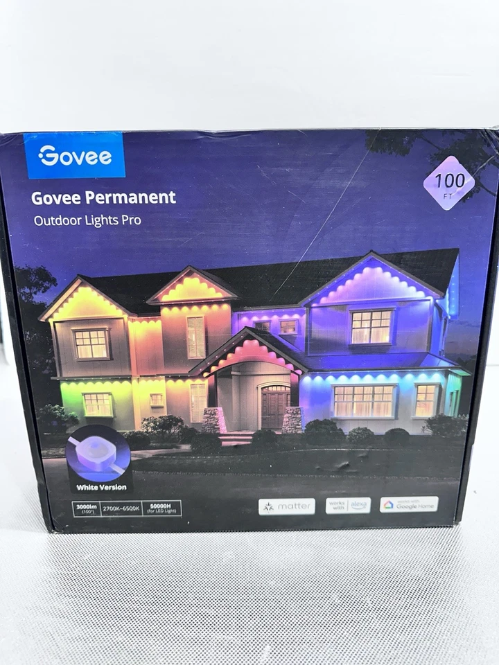 Govee Permanent Outdoor Lights Pro 100ft White Version LED Lights Model H706A