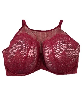 Sujetador con aros Lane Bryant Cacique ligeramente forrado Balconette talla 44H encaje rojo - Imagen 1 de 10