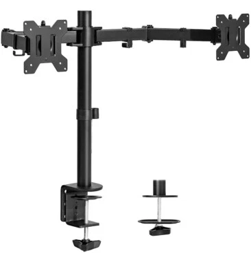 VIVO Black Dual Monitor Desk Mount Adjustable Stand, V002 - Image 1 of 4