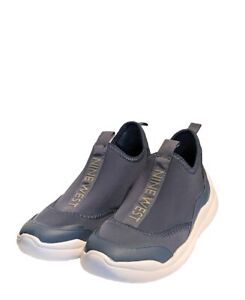 Nine West Logo Women's Blue Textile Low Heel Slip On Sneaker Shoes Size 7.5 NWOB