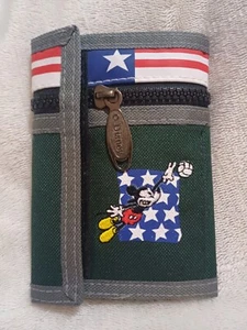 Disney Mickey Mouse American Baseball Wallet Green New - Picture 1 of 8