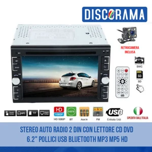 STEREO AUTO RADIO 2 DIN CON LETTORE CD DVD 6.2" POLLICI USB BLUETOOTH MP3 MP5 HD - Foto 1 di 5