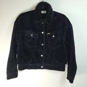 Wrangler Unisex 80er Western Cord Jacke Sherpa Kragen gefüttert schwarz Gr. S - Bild 1 von 10