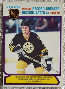 Ray Bourque 1980-81 O-Pee-Chee Hockey Card #2 Record Breaker Boston Bruins - Foto 1 di 2