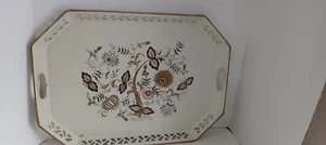 Vintage Social Supper 22" Serviertablett handbemalt Metall signiert Mid Century. - Bild 1 von 7