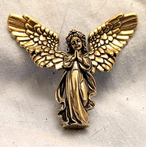 Guardian Angel Figurine Wings Gold Lustre Jesus Vintage Old Fairy Magic Fantasy - Foto 1 di 21