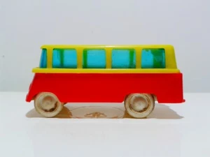 Vintage PL FSO Nysa N59 bus plastic models 1:55 unknown maker 1970’s red/yellow - Zdjęcie 1 z 10