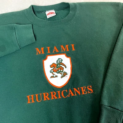 Moletom vintage Miami Hurricanes anos 80 anos 90 bordado feito nos EUA suéter G - Imagem 1 de 4