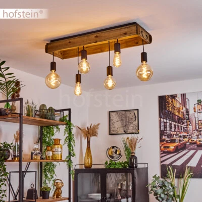 HOFSTEIN Lámparas de Techo Pasillo Iluminación Ajustable Retro Madera Salón Dormitorio Lámpara