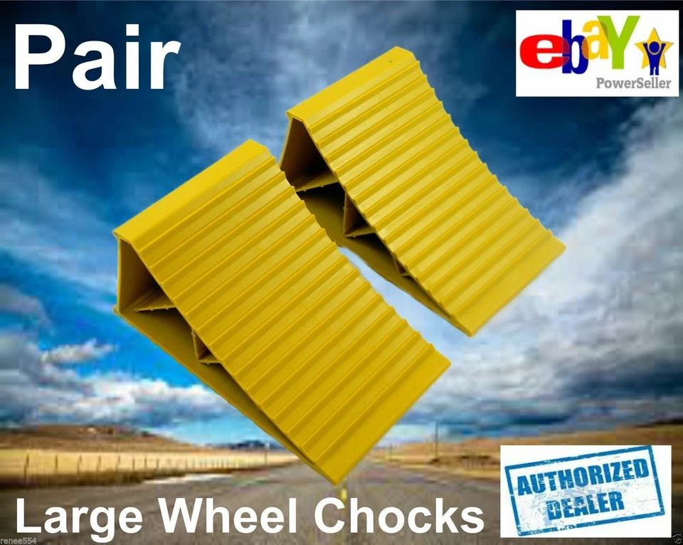 Pair ABS Plastic Yellow Wheel Chocks Camper RV Jayco Caravan Boat Trailer Parts