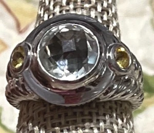 ~ Judith Ripka .925 Citrin & Prasiolith Sterlingsilber strukturierter Ring Größe 7~ - Bild 1 von 12