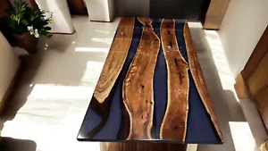 122cmx76.2cm Schwarz Exoxidharz Ess Top Tisch Holz Cafeteria Modern Kunst Dekors - Bild 1 von 9