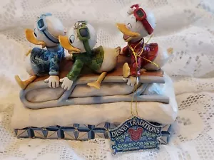 NEW Jim Shore Huey Dewey Louie Sledding Ducks Downhill 4033270 Disney Traditions - Picture 1 of 3