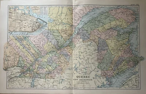1893 Quebec & New Brunswick Original Antique Map by G.W. Bacon - Picture 1 of 3