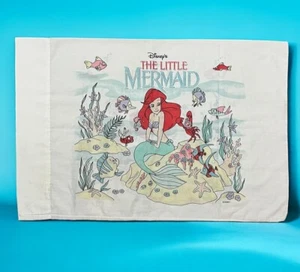 Vintage 1989 Disney’s The Little Mermaid White Double-Sided Standard Pillowcase - Picture 1 of 6