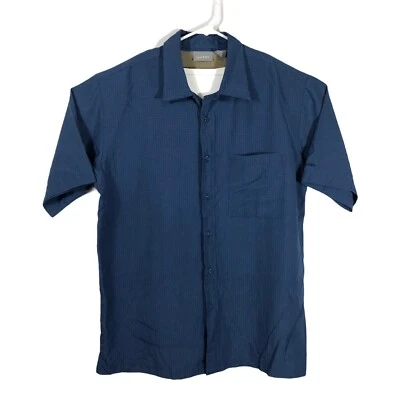 Quest Mens Size L Blue Check Short Sleeve Casual Button-Down Shirt - Image 1 of 2