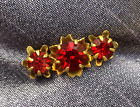 Vintage broszka czerwony kamień szkło brąz ZSRR