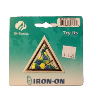 Girl Scout Try-Its Badge Stich It Together Iron-On Triangle Patch 59172 USA - Picture 1 of 2