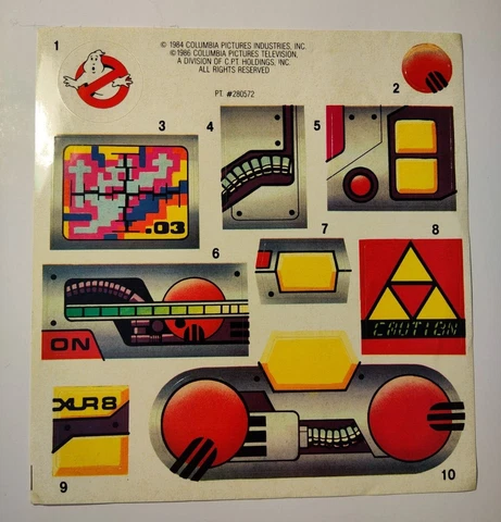 Vintage Original 1986 Kenner Real Ghostbusters Proton Pack STICKER SHEET decals Cover