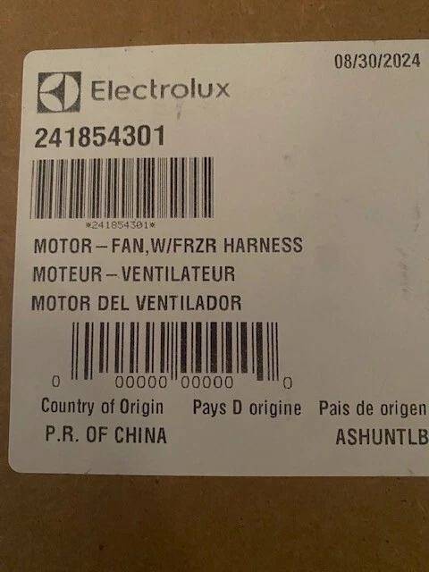 Motor ventilador evaporador refrigerador Electrolux 241854301 genuino con arnés Foto 1 de 1
