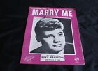 MIKE PRESTON 'Marry Me' 1961 Sheet Music. First ITV Song Contest winner.