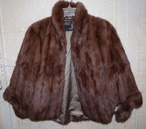 CC1 Vintage 50's Suzanne's Parisian FURS Mahogany Red Mink CAPE Stole JACKET - Picture 1 of 11