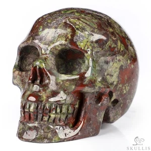 2.0" Dragon Blood Jasper Hand Carved Crystal Skull, Realistic, Crystal Healing - Picture 1 of 7