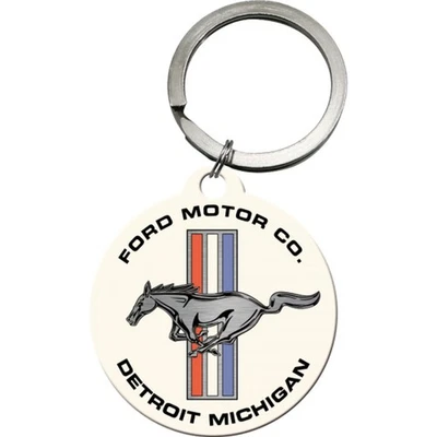 Nostalgic-Art - Porte-clé rond en acier inoxydable Ø 4cm - Ford Mustang - Photo 1/4