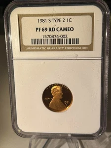 1981 S type 2 Lincoln Cent Pf 69 Red Cameo NGC Beauty - Picture 1 of 4