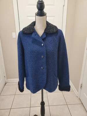 Vintage Kaufmann's Pittsburgh Babette Jacket, Lined, Blue/Black, Size M - Image 1 of 4