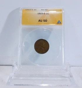 WOW / SCARCE!  1923-S  LINCOLN Cent, ANACS AU-50! - Picture 1 of 4