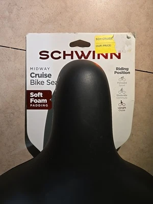 Asiento de bicicleta Schwinn Midway Cruise grande cómodo, espuma suave, negro nuevo Foto 1 de 4