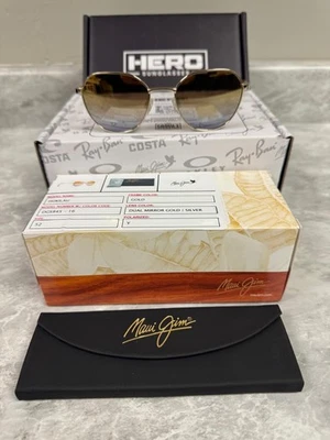 MAUI JIM | NEW | HUKILAU | DGS845 - 16 | GOLD | DUAL MIRROR GOLD | SILVER - Image 1 of 4