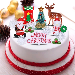 Christmas Cake Toppers, 13Pcs Xmas Cake Decorations Santa Snowman Elk Christmas - Picture 1 of 12