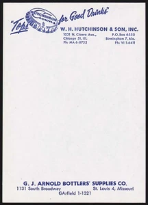 Vintage note sheet HUTCHINSON CROWNS bottle caps Bottlers Supplies St Louis MO - Picture 1 of 2