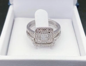 Sterling Silver 925 Wedding ring set Size 7.5 - Picture 1 of 8