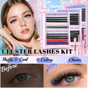 204 Clusters Eyelash Segmented Lash Extension D Curl Eyelash Grafting Bond Seal - Picture 1 of 21