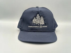 Gorra de papel internacional vintage cuerda ajustable con correa hecha en EE. UU. azul - Imagen 1 de 7